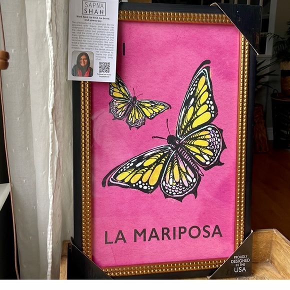 Sapna Shah Other - 🦋”La Miraposa” Butterly Framed Art Print by Sapna Shah! NWT🦋 Vibrant Colors!